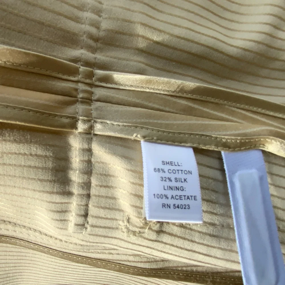 32% Silk 68% CottonBanana Republic Women's Beige Striped Utility Jacket Sz 0 - Picture 10 of 10